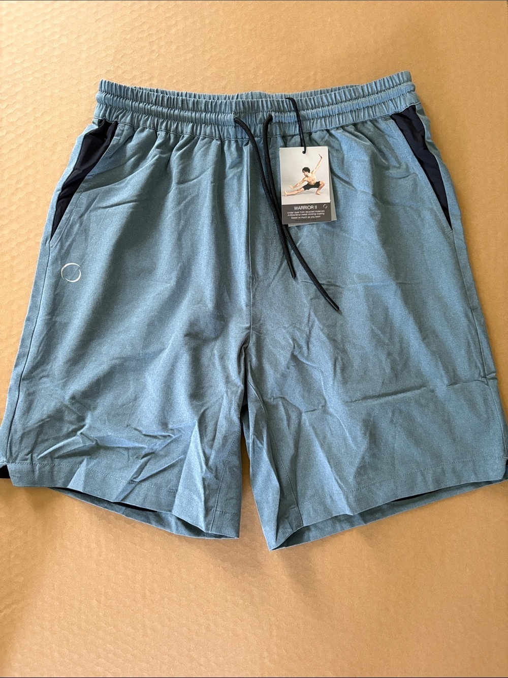 Men's Athletic Drawstring Shorts in Dusty Blue with Contrast Trim